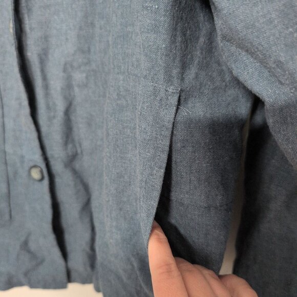 Vintage Croft & Barrow Linen Blend Shirt Womens Size XL Blue Pockets USA Made - Picture 6 of 9